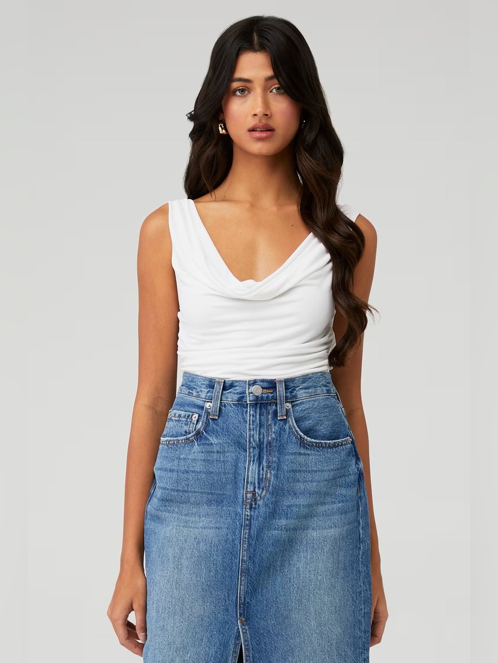 Nia White Cowl Neck Top XS NWTS